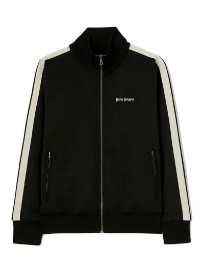 Palm Angels Men 'classic Logo' Black Sweatshirt With Logo Printed On The Front In Tech Fabric Man