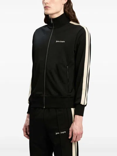 Palm Angels Men 'classic Logo' Black Sweatshirt With Logo Printed On The Front In Tech Fabric Man