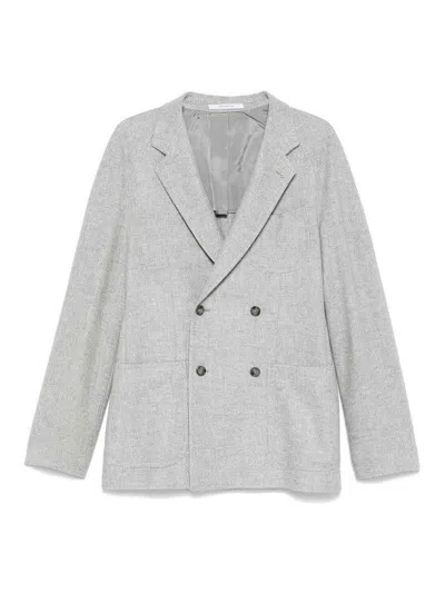 Tagliatore Double-breasted Tailored Wool Blend Jacket In Gray