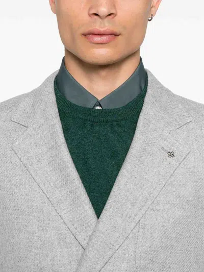 Tagliatore Double-breasted Tailored Wool Blend Jacket In Gray