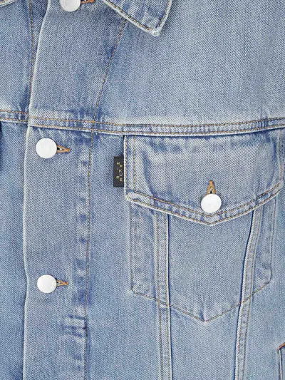 Haikure Boxy Denim Gilet With Pointed Collar In Blue