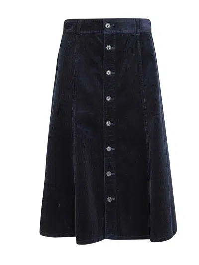 Polo Ralph Lauren A-line Cotton Skirt With Button-down Front In Dark Blue