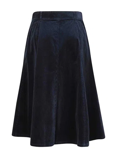 Polo Ralph Lauren A-line Cotton Skirt With Button-down Front In Dark Blue