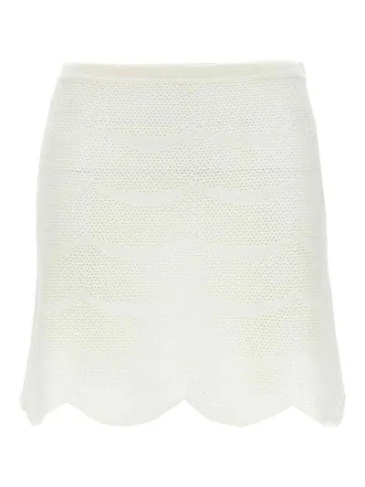 Tom Ford Crochet Mini Skirt With Elastic Waistband In White