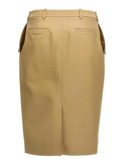 Tom Ford Twill Midi Skirt In Brown