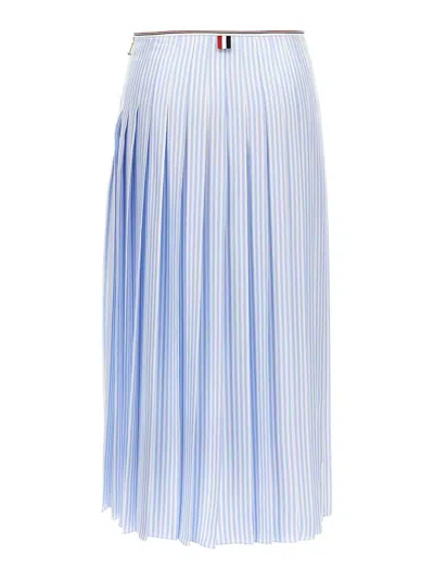 Thom Browne Striped Silk Pleated High-waisted Mid-length Skirt In Blue