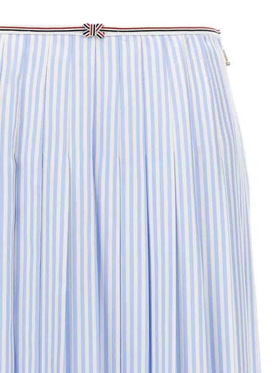 Thom Browne Striped Silk Pleated High-waisted Mid-length Skirt In Blue