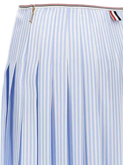 Thom Browne Striped Silk Pleated High-waisted Mid-length Skirt In Blue