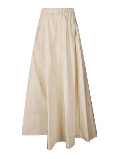 P.a.r.o.s.h Parosh Maxi Skirt With Gathered Elastic Waistband And Flowing Silhouette In Beige