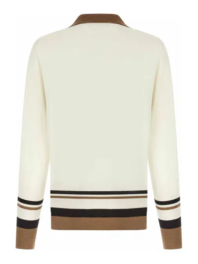 Dolce & Gabbana Wool Cardigan With Dg Embroidery In Neutrals