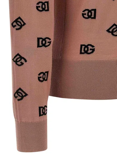 Dolce & Gabbana Ribbed Long Sleeve Cardigan By Dg In Nude & Neutrals