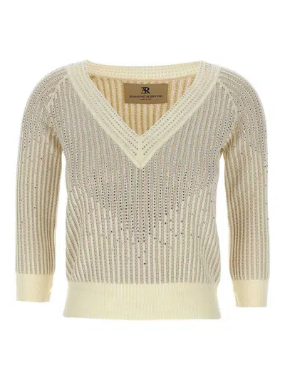 Ermanno Scervino Rhinestone Sweater Sweaters And Cardigans In White