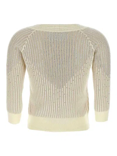 Ermanno Scervino Rhinestone Sweater Sweaters And Cardigans In White