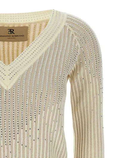 Ermanno Scervino Rhinestone Sweater Sweaters And Cardigans In White