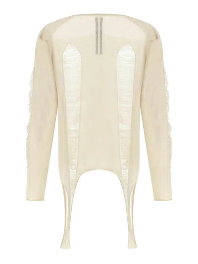 Rick Owens Longsleeved Sweater In Neutral