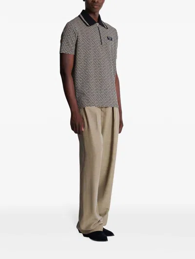 Balmain Men Labyrinth Polo Shirt With Jacquard Effect In Multi