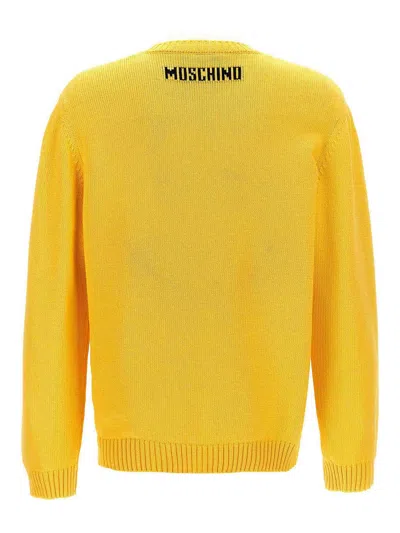 Moschino Cheerful Pixelated Smiley Face Knit Sweater In Yellow