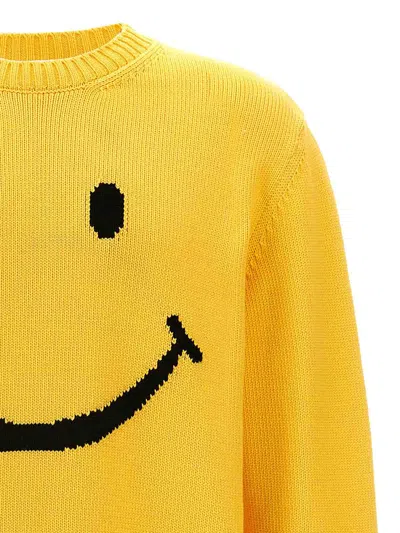 Moschino Cheerful Pixelated Smiley Face Knit Sweater In Yellow