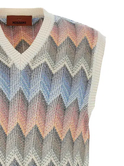 Missoni Zigzag Pattern Sleeveless V-neck Vest In Multicolour