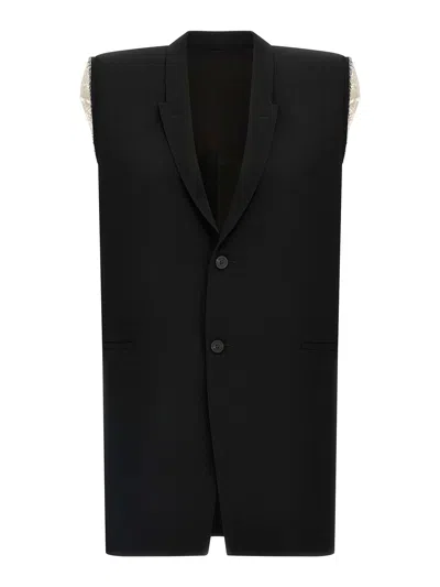 Rick Owens Tailored Sl Sleeveless Jacket With Back Belt In Black