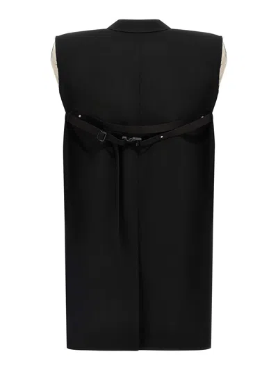 Rick Owens Tailored Sl Sleeveless Jacket With Back Belt In Black