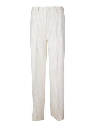 P.a.r.o.s.h Striped Trousers With Belt Loops And Pockets In White