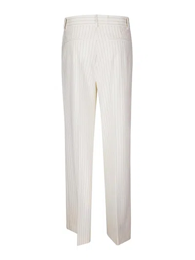 P.a.r.o.s.h Striped Trousers With Belt Loops And Pockets In White