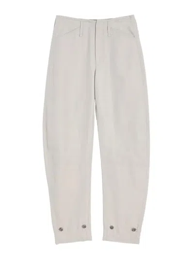 Lemaire Beige Tapered Pants With Camal Buttons In White