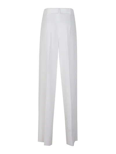 Max Mara Tailored Straight-leg Trousers With Belt Detail In White