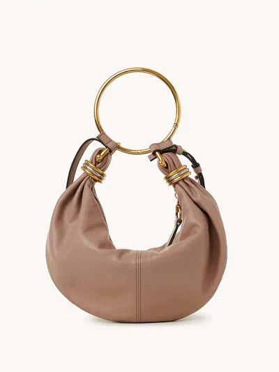 Chloé Grain Leather Small Bracelet Hobo Bag In Brown