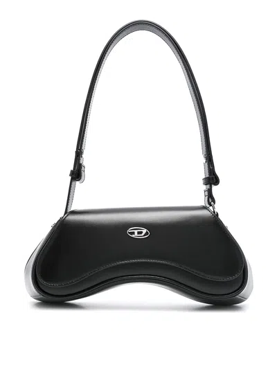 Diesel Play-crossbody Bag In Semi Gloss Leather In Black