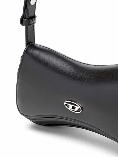 Diesel Curved Silhouette Clutch With Adjustable Strap In Black