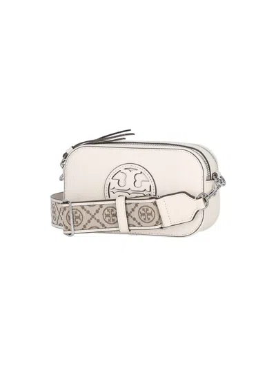 Tory Burch Miller Ivory Leather Mini Crossbody Bag In White