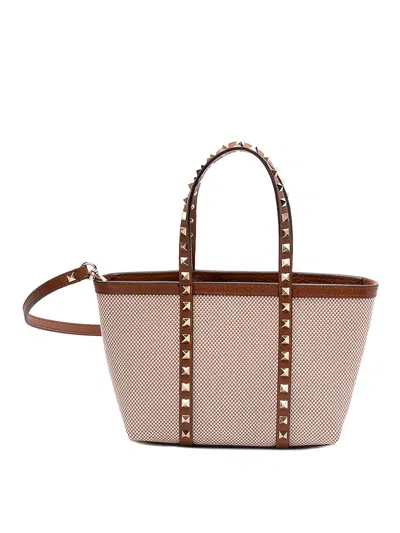 Valentino Check-pattern Tote Bag In Nude & Neutrals