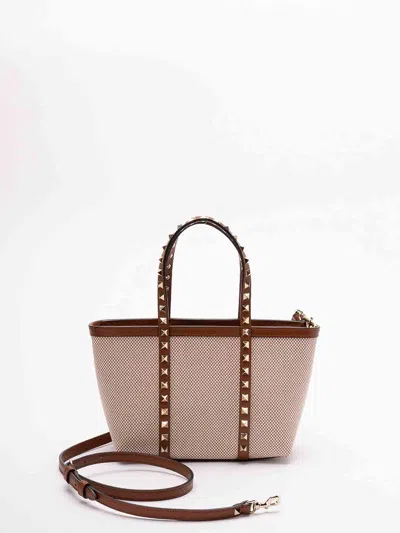 Valentino Check-pattern Tote Bag In Nude & Neutrals