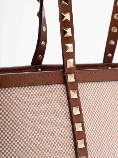 Valentino Check-pattern Tote Bag In Nude & Neutrals