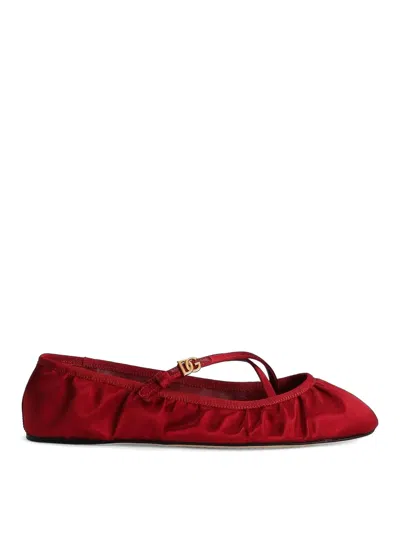 Dolce & Gabbana Satin Ballerina In Red