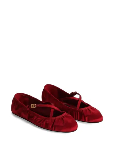 Dolce & Gabbana Satin Ballerina In Red