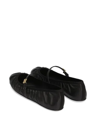 Dolce & Gabbana 5mm Criss Cross Nappa Ballerina Flats In Black