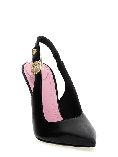 Balmain Eva 95 Calf Leather Slingback Pumps In Black