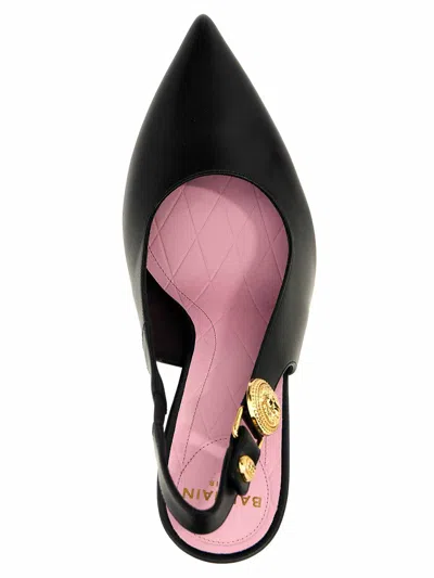 Balmain Eva 95 Calf Leather Slingback Pumps In Black