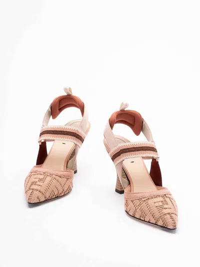 Fendi Colibri Ff Embroidered Slingback Pump In Pink