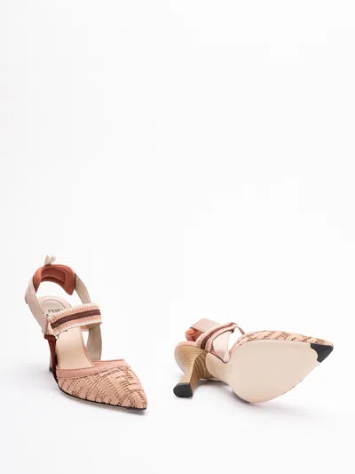 Fendi Colibri Ff Embroidered Slingback Pump In Pink