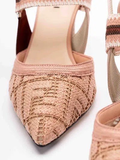 Fendi Colibri Ff Embroidered Slingback Pump In Pink