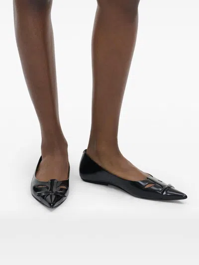 Marc Jacobs The Kat Leather Ballet Flats In Black