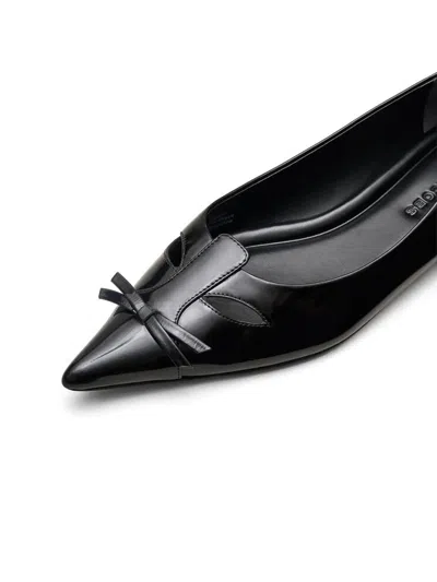 Marc Jacobs The Kat Leather Ballet Flats In Black