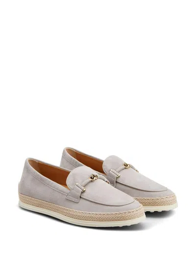 Tod's Suede Loafers Gray In Grey