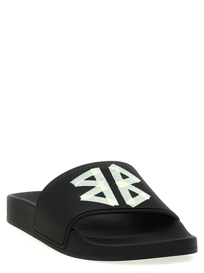 Balenciaga Slide Sandals With Open Toe And Flat Sole In Black