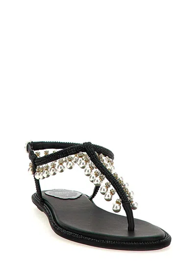 René Caovilla Rene Caovilla Diana Pearls Sandals In Black