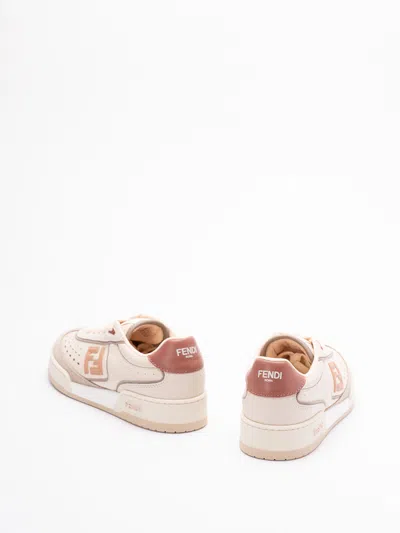 Fendi Modern Contrast Panel Sneakers With Perforated Design In Brown